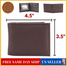Leather Wallet Men BiFold Handmade Slim Thin Genuine Folding Brown Card Slot ID
