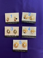Vtg Carolina Herrera clip on earrings Faux Pearls  Gold Tone Choose one