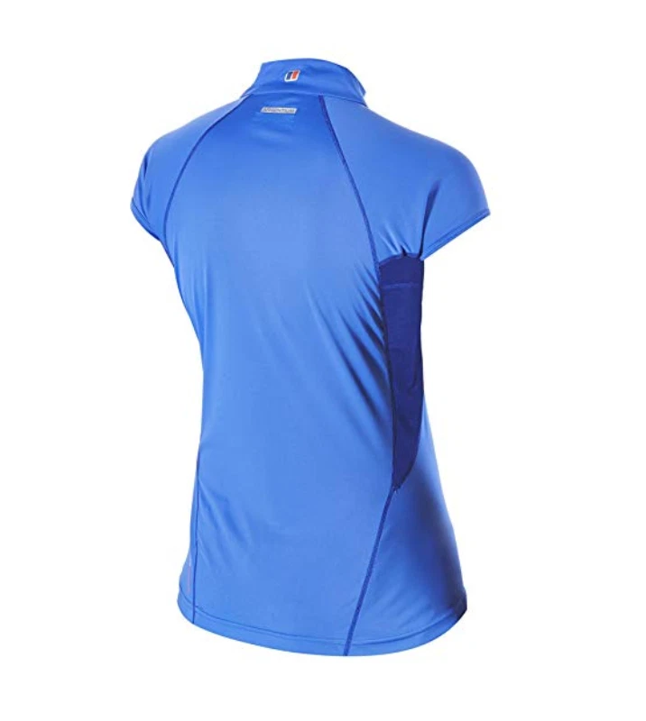Size 12 Berghaus Women's Vapour II Base 1/2 Zip Short Sleeve Shirt Blue - Image 2 of 4