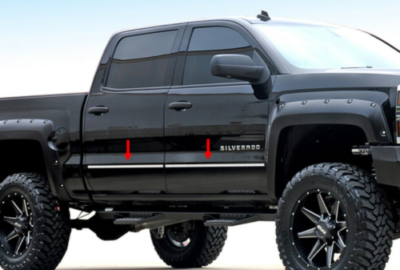 1.5" Flat Stainless Steel Body Side Molding Trim For 1999-2006 Chevy Silverado Crew Cab - Chrome, Self-Adhesive 9 thumbnail image