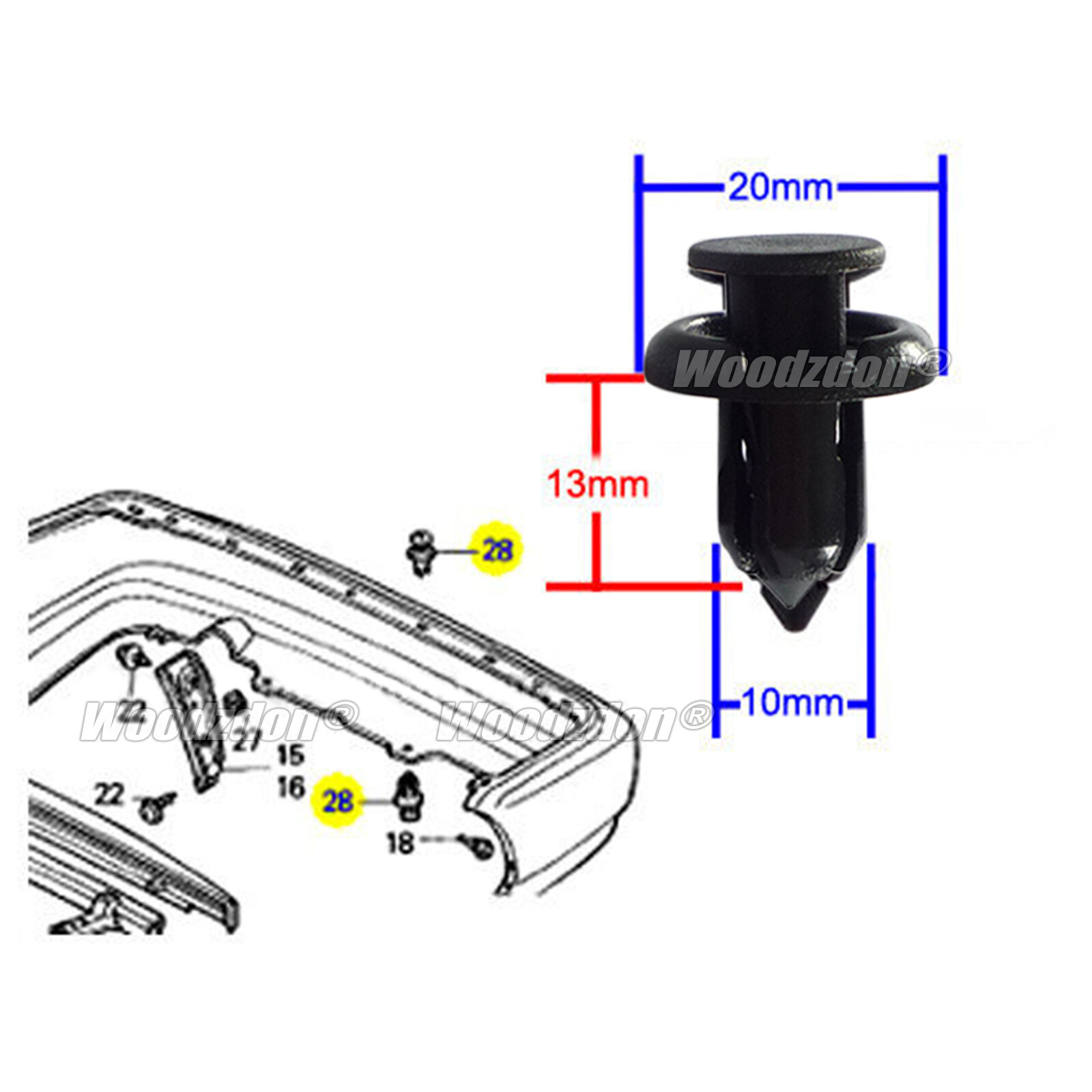 100 Pcs Bumper Hood Fender Splash Guard Retainer Clips Fasteners for Honda Acura eBay