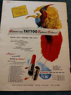  Sk109 Ephemera 1948 Folded Adverts Tattoo Lippenstift 