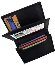 Rfid Mens Slim Front Pocket Wallet Genuine Leather Bifold Id/credit Card Holder