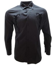Men's Dress Casual Shirt Long Sleeve Black Button Down With Design