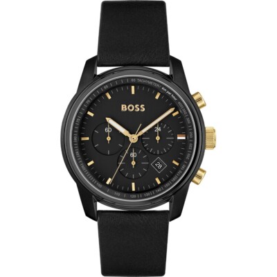HUGO BOSS MENS TRACE CHRONO WATCH HB1514003 BLACK DIAL - WARRANTY - RRP 379.00