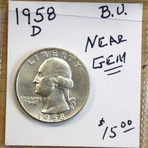 1958-D Washington Quarter Near Gem BU