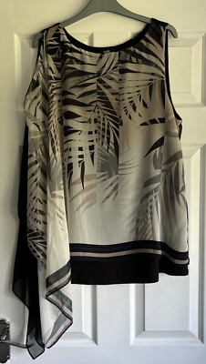 Wallis Black Brown Leaf Print Bat Wing Sleeve Top Size XL 20 | eBay UK