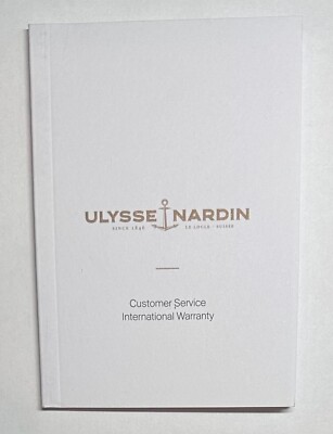 Ulysse Nardin Swiss Watch International Warranty Guarantee Certificate Booklet