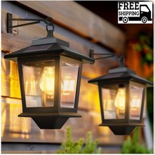 2 Pack Solar Wall Lanterns with Replaceable Bulb,Outdoor Hanging Solar Lights wi