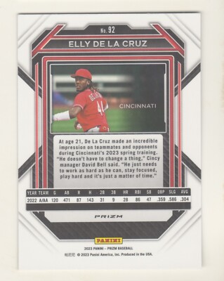 2023 Panini Prizm HYPER #92 ELLY DE LA CRUZ RC Rookie Cincinnati