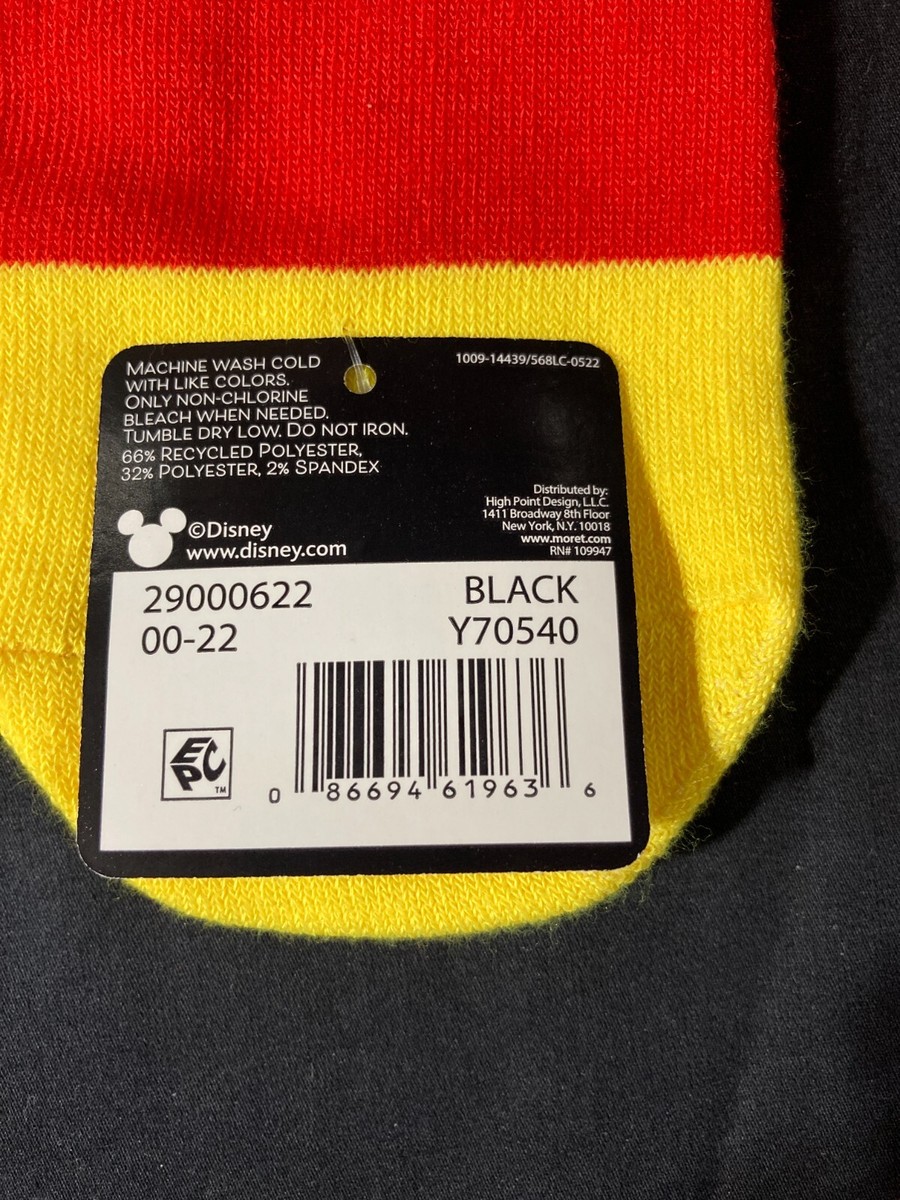 Mickey Mouse Disney No Show Socks size 4-10 black yellow red NWT