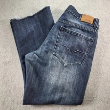 Fly Paper Jeans Men’s Boot Cut Blue Denim Cut-Off Floods 32x30 Tag Cut To 25