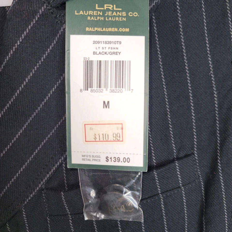 Blazer novo com etiquetas LRL Lauren Jeans Co. tamanho M (34/36) jaqueta executiva listrada preta - Imagem 4 de 4
