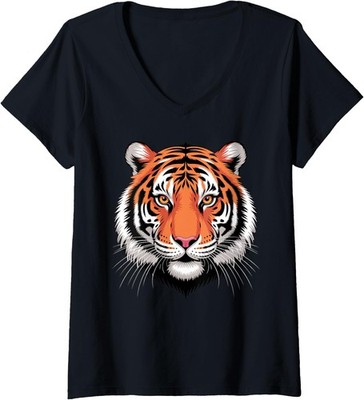 Funny Tiger Costume Zoo Tiger Print Tiger Lover  Ladies' V-Neck Tshirt