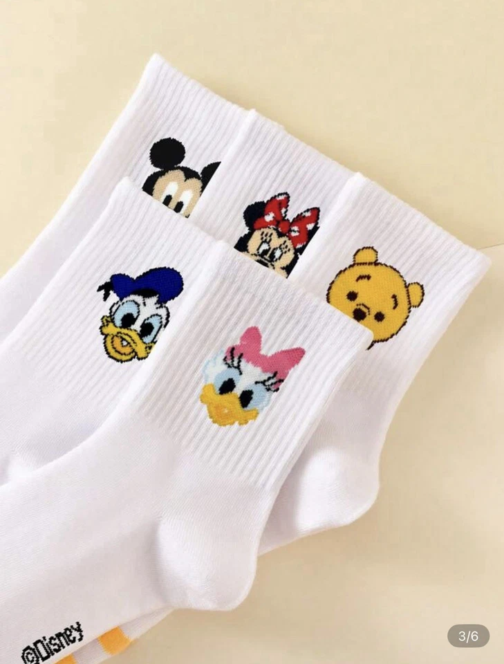 Disney Mickey Minnie Donald Crew Calcetines Conjunto de 5 Pares Unisex Mujer’s Hombre’s Nuevo Foto 3 de 4