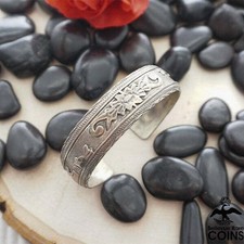 Vintage Southwestern Sterling Silver Decorative Pattern Etched Cuff Bracelet