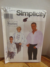 Simplicity Mens Poet / Goth / Pirate Shirt Sewing Pattern 8615 Sz 46-52 UC