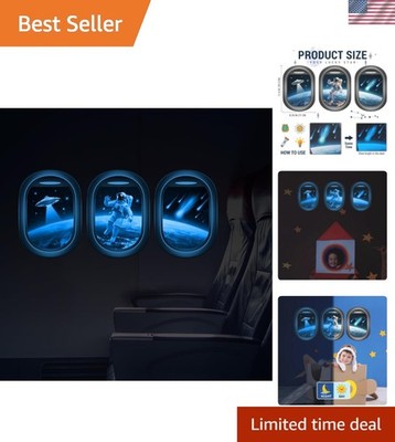 Glow in The Dark 3D Space Wall Decals, Set of 3 Galaxy Window Stickers for Wa...