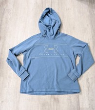 Under Armour Jacket Blue Women Loose Coldgear Pullover Hooded Sz Lg