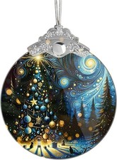 Christmas Ornament 2025   Blue Starry Night Holiday Decor, Tree...
