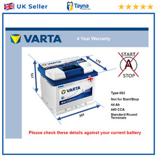 Battery fits TOYOTA YARIS VERSO YARIS CROSS COROLLA YARIS Varta 063 New