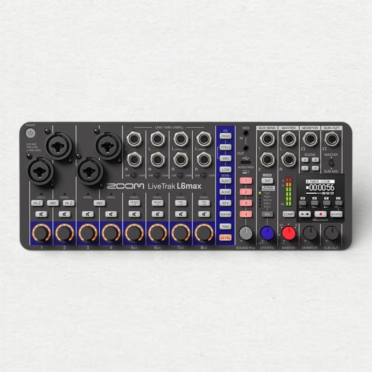 ZOOM LiveTrak L6max Digital Mixer Recorder Audio Portable 12