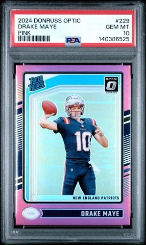 2024 Donruss Optic Drake Maye Pink Prizm #229 PSA 10 💎 New Slab Low Pop