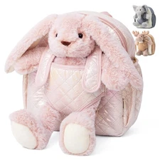 Moonkie Hug & Go™ Bunny Toddler Backpack – Soft Plush Bag with Detachable Toy...