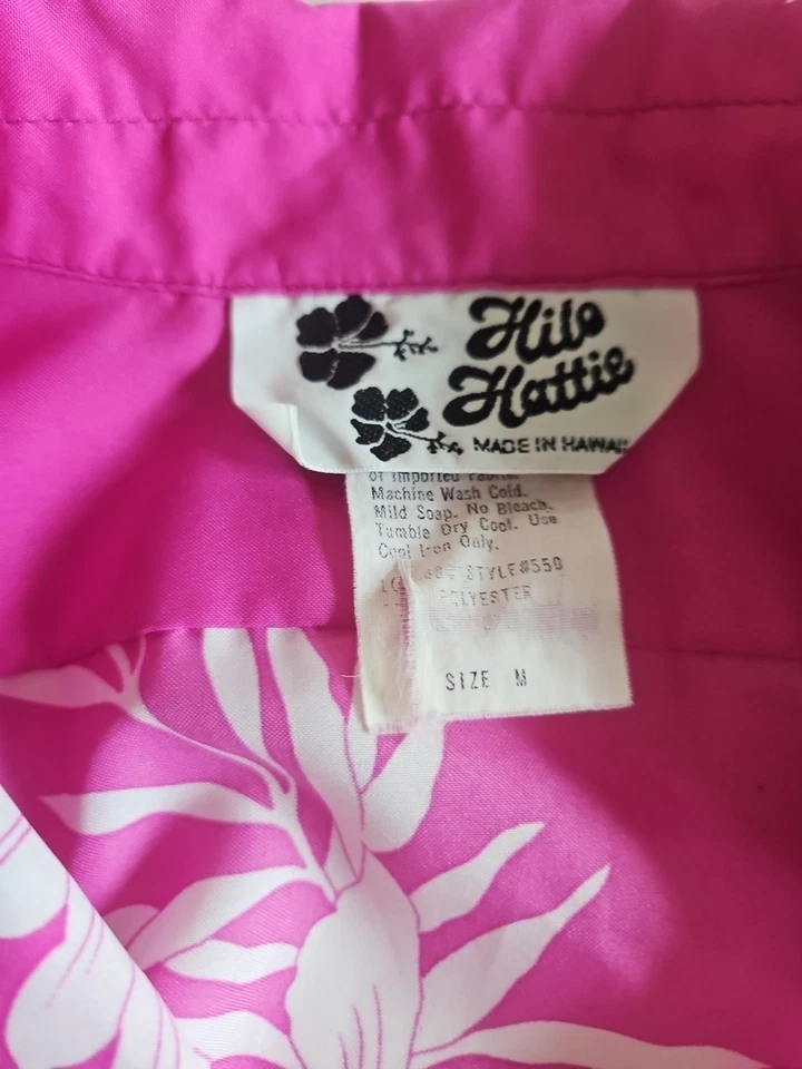 Camisa Floral Hawaiana De Colección Hilo Hattie Fushia Foto 2 de 4