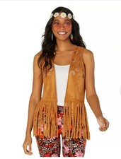 Fringed Hippie 70's Vest Halloween Costume Accessory Western Cowgirl Size S/M