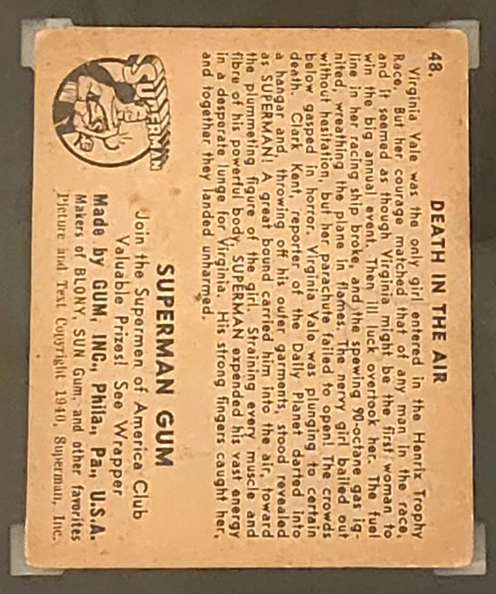 1940 GUM INC SUPERMAN #48 DEATH IN THE AIR SGC 3.5 VG+ - Image 3 of 3