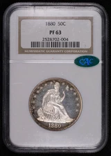 1880 Half Dollars Liberty Seated NGC PF-63 CAC Proof