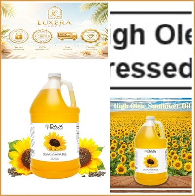 High Oleic Sunflower Oil 1 Gallon 128 Fl Oz Expeller Pressed Non-GMO Cooking