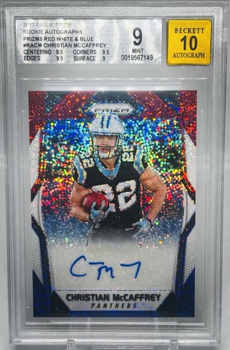 Christian McCaffrey [Red White Blue Prizm] #RA-CM 2017 Panini Prizm Rookie Autographs card