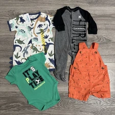 Hurle 6 Months Baby Boy Jumpsuit Dinosaur Short Bodysuit Lot 4-Piece Many Brands
