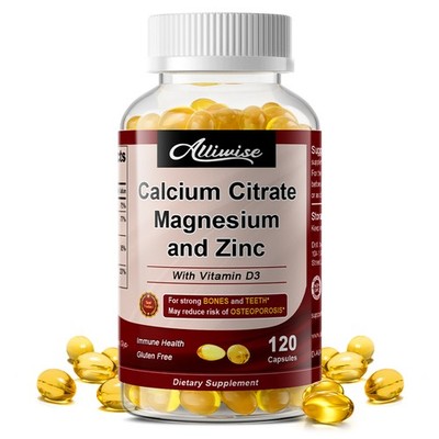 Calcium Magnesium Zinc with Vitamin D3 for Bone Teeth Muscle Health 120ct
