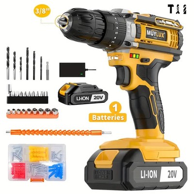 20V Cordless Drill/Impact Power Drill set With 3/8 Inch Keyless Chuck new in box