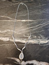 Beautiful Vintage NEW Sterling Silver Marcasite Teardrop Necklace AL_0000061