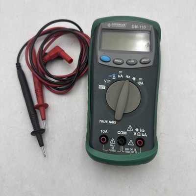 Greenlee Test Instruments DM-110 Digital Multimeter True RMS TESTED Probes Case