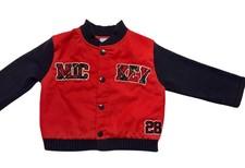 Vintage Disney Mickey Varsity Jacket Baby 18M Red Black Knit Sleeves