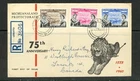 BECHUANALAND #166-168 REG FDC TO CANADA W/RED BOXED MONTREAL CANCEL ON BACK