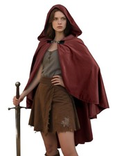 Velvet Hooded Cloak for Adults, Medieval Renaissance One Size, Scarlet