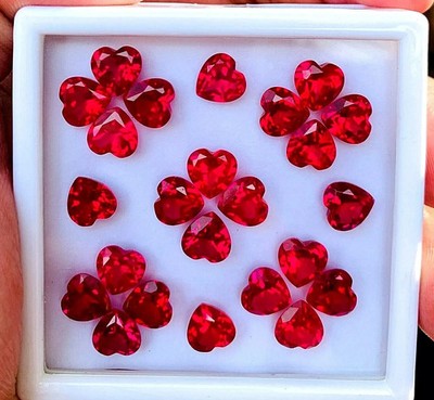 77 Pcs Natural Red Ruby 5 mm Heart Cut Certified Gemstone Lot For Jewelry Making