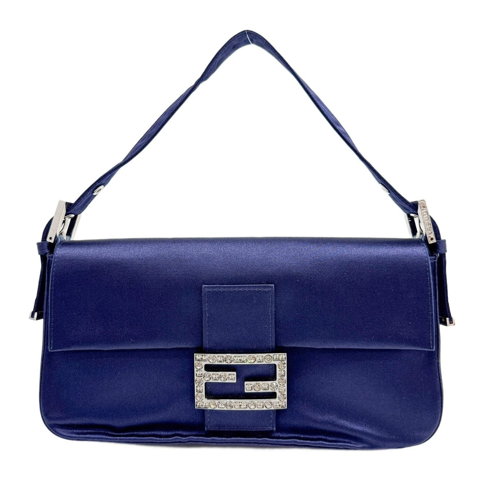 Fendi — FENDI Baguette Blue Satin Shoulder Bag