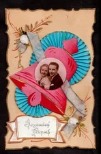 1947 photo couple bell add on joyeuses paques easter france postcard