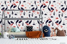 3D Mermaid Seamless Wallpaper Wall Mural Removable Self-adhesive Sticker563