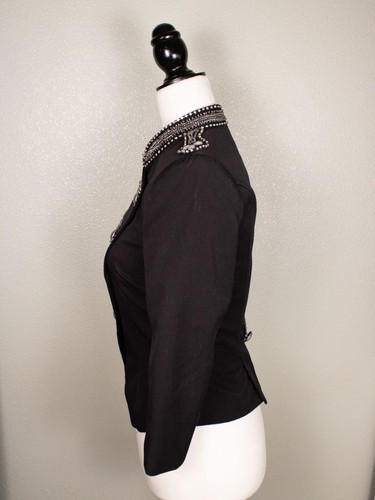bebe - Black Sgt Pepper Military Style Jacket Embellished with Rhinestones - Picture 7 of 13