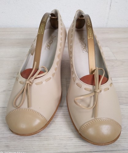 Hotter Panache Court Schuhe UK5,5 EU38,5 cremebeige Leder Slipper Spule Absätze - Bild 4 von 13