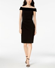 Vince Camuto Off-The-Shoulder Velvet-Contrast Dress $168 Size 2 # 14B 61 NEW