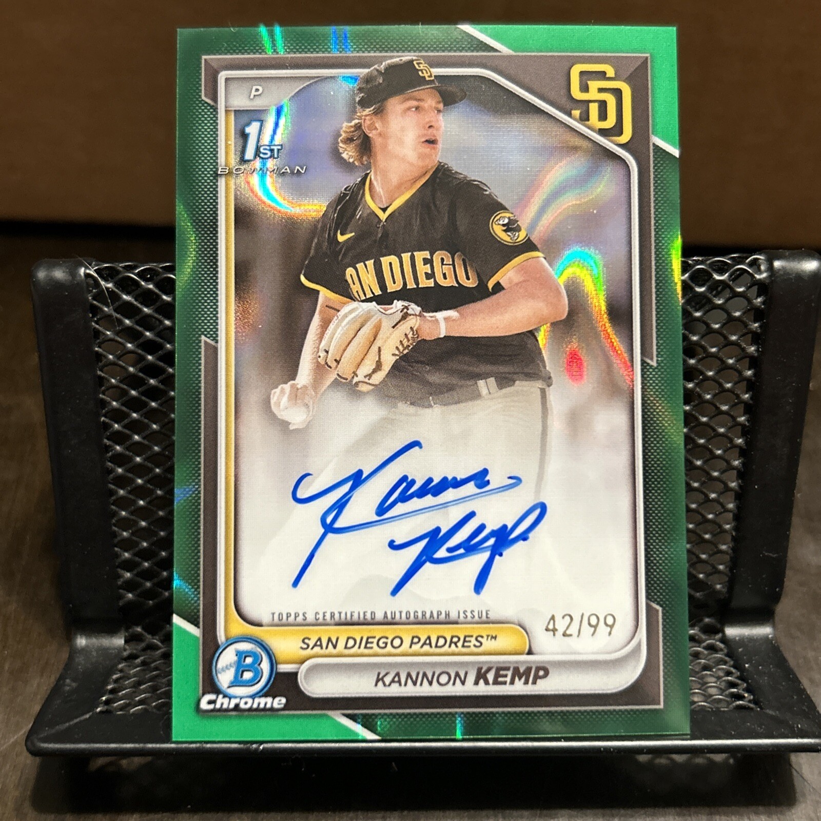 2024 Bowman Chrome - Prospect Auto Green Lava Refractor #CPA-KK Kannon Kemp /99